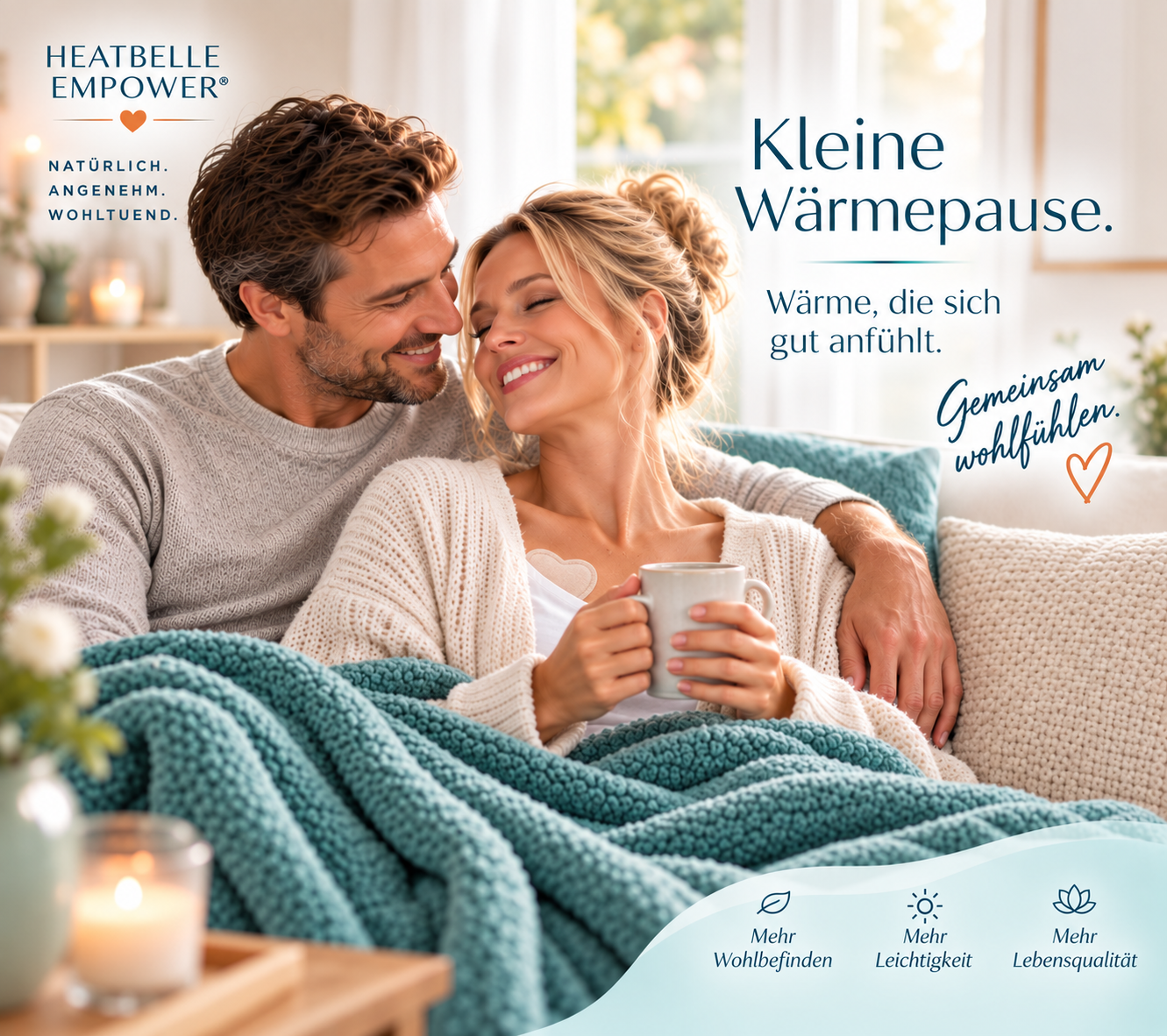 Paar genießt gemeinsam eine kleine Wärmepause in einer hellen, gemütlichen Alltagsszene